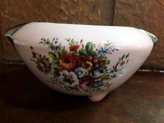Vintage Flower Pot Planter Ceramic Pink With Multi Color Flowers