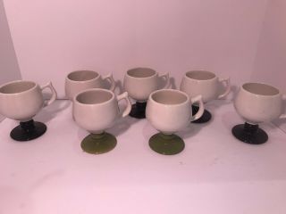 Vintage Puerto Rico Caribe Footed Coffee Mugs Cups Restaurant Ware - Set 7