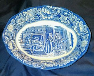 Vintage Staffordshire Liberty Blue China 9 " Oval Serving Bowl (minute Men)