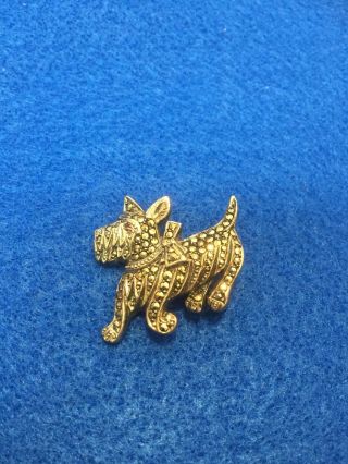 Vintage Made In Germany Scottie Dog Brooch Pin Sterling Silver And Marcasite