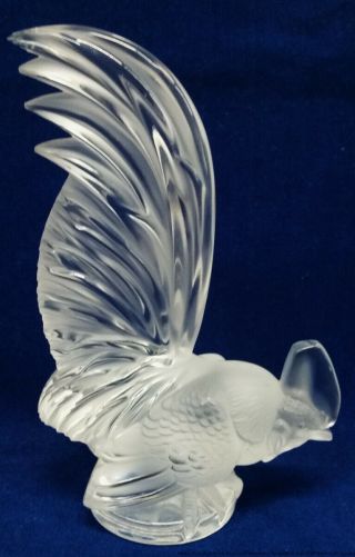 Vintage Signed Lalique French Art Glass Rooster Coq Crystal Statue Sculpture