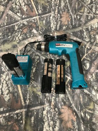 Makita Vintage 6095d Dc9.  6v Cordless Drill,  3 Batteries,  With Fast Charger