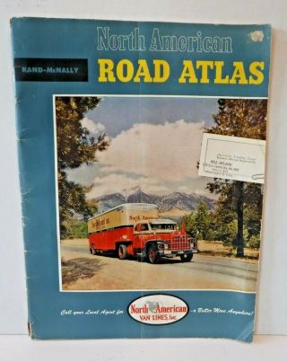 Vintage 1954 North American Van Lines Rand Mcnally Road Atlas Semi Usa Canada