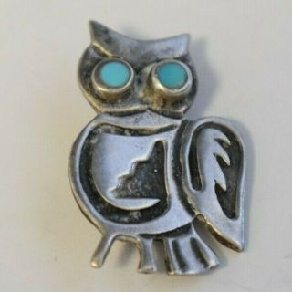 Vintage Sterling Silver Turquoise Navajo Owl Brooch/pin