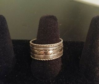 Vintage Sterling Silver Wide Band Ring - Size 9 1/2