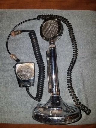 Vintage Astatic Silver Eagle Microphone And Stand,  5 Pin