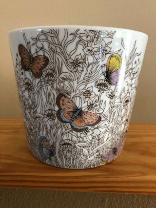 Beautifully Detailed Fitz And Floyd Butterfly Planter Vintage 1975 Flower Pot