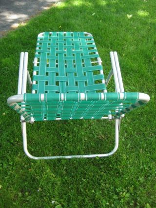 Vintage folding CHAISE LOUNGE WEBBED LAWN CHAIR GREEN SHAPE 4