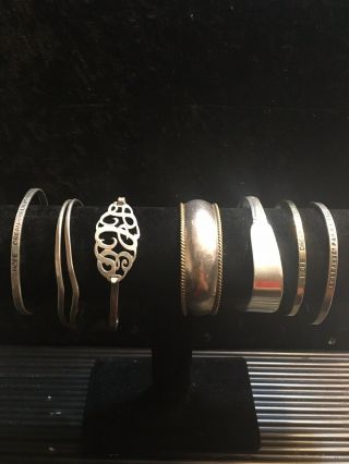 103 Grams Of Vintage To Now Sterling Silver 9.  25 Cuff Bracelets.  Usa - Mexico.