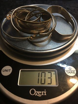 103 Grams Of Vintage To Now Sterling Silver 9.  25 Cuff Bracelets.  USA - Mexico. 2