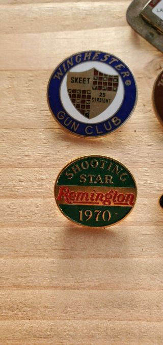 Winchester Gun Club 25 50 75 Straight 1st place Trapshooting 1970 Remington pins 5