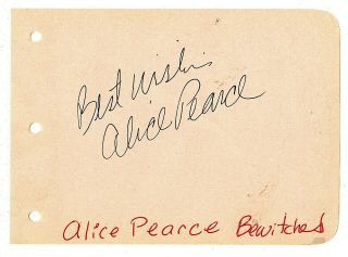 Alice Pearce : Actress Vintage Page Signed