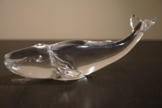 Vintage 6 " Baccarat Lead Crystal Glass Whale Figurine Paperweight