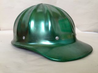 Vtg Superlite Anodized Aluminum Hard Hat Fibre - Metal Safety Helmet Usa - Green
