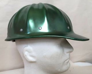 Vtg Superlite Anodized Aluminum Hard Hat Fibre - Metal Safety Helmet USA - Green 2