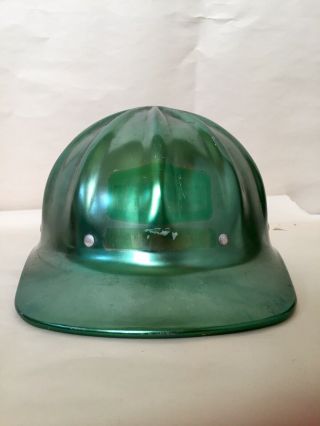 Vtg Superlite Anodized Aluminum Hard Hat Fibre - Metal Safety Helmet USA - Green 3