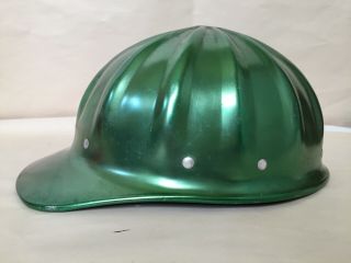Vtg Superlite Anodized Aluminum Hard Hat Fibre - Metal Safety Helmet USA - Green 4