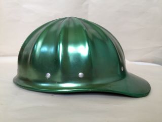 Vtg Superlite Anodized Aluminum Hard Hat Fibre - Metal Safety Helmet USA - Green 5