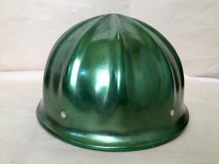 Vtg Superlite Anodized Aluminum Hard Hat Fibre - Metal Safety Helmet USA - Green 6