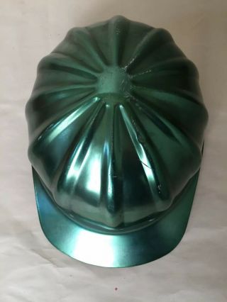 Vtg Superlite Anodized Aluminum Hard Hat Fibre - Metal Safety Helmet USA - Green 7