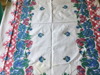 Country Style Tablecloth Cherries Grapes Eggplants Vintage