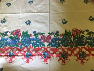 Country Style Tablecloth Cherries Grapes Eggplants Vintage 2