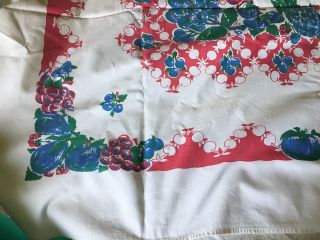 Country Style Tablecloth Cherries Grapes Eggplants Vintage 3