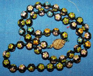 Vintage Chinese Cloisonne Enamel Hand Knotted Beads Necklace 19 "