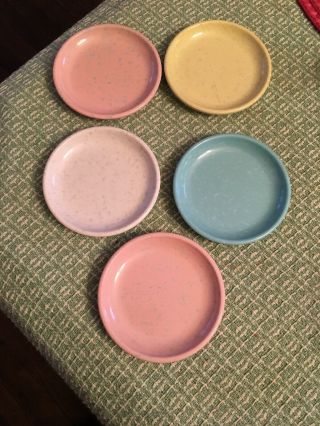 5 Vintage Imperial Ware Speckled Melmac Coasters Butter Pats Assorted Colors