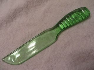 Vintage Green Depression Glass Cake And Fruit Knife