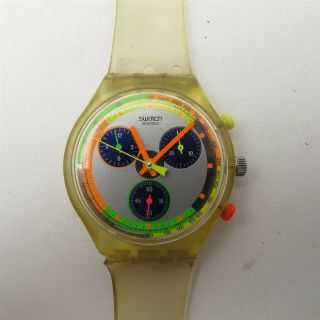 Vtg 1992 Swatch Chronograph Sports Watch Swiss Made Great