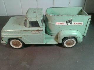 Vintage Green Tonka Farms Horse Carrying Toy Truck