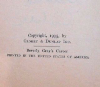 Vintage Beverly Gray ' Career Grosset & Dunlap 1935 Ist Edition Book with Cover 4