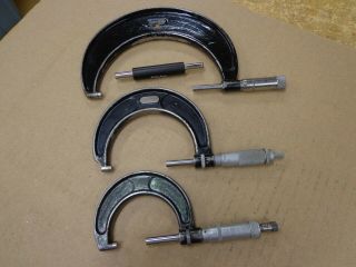 3 Vintage Precision Micrometers 1 - 2 " 2 - 3 " 4 - 5 " Machinist Toolmaker Mill Lathe