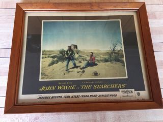 Vtg.  1956 John Wayne The Searchers Movie Lobby Card - Framed