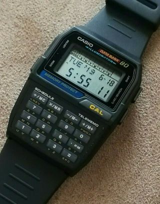 Vintage Casio Dbc - 80 Calculator Databank Telememo Alarm Chrono Lcd Watch Qw - 1486
