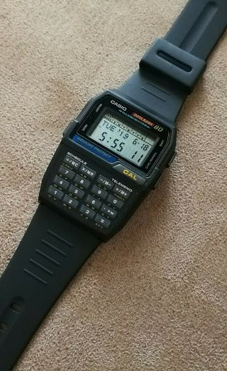 vintage casio dbc - 80 calculator databank telememo alarm chrono lcd watch qw - 1486 2