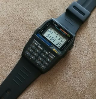 vintage casio dbc - 80 calculator databank telememo alarm chrono lcd watch qw - 1486 4