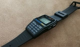 vintage casio dbc - 80 calculator databank telememo alarm chrono lcd watch qw - 1486 7