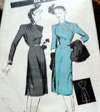 Lovely Vtg 1940s Dress Butterick Sewing Pattern 14/32