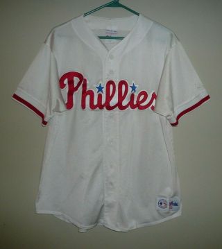 Philadelphia Phillies Vintage Baseball Jersey Mens Sz Xl Sewn White Majestic