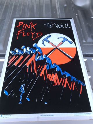 Pink Floyd The Wall Vintage Blacklight Poster; Marching Hammers Psychedelic