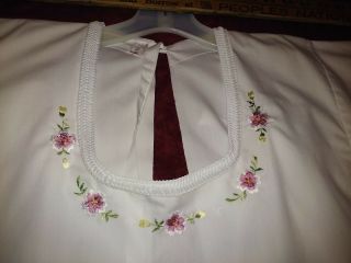 Vintage Kabuki Style Apron w/ 1 Pocket,  with embroidered Pink Flowers 2