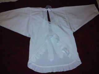 Vintage Kabuki Style Apron w/ 1 Pocket,  with embroidered Pink Flowers 4