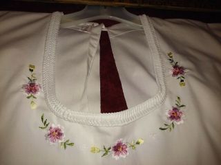 Vintage Kabuki Style Apron w/ 1 Pocket,  with embroidered Pink Flowers 8