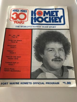 Vintage Ihl Hockey Fort Wayne Komets Official Program 1982