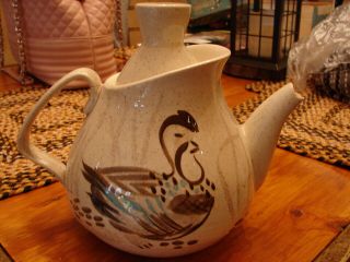 Vintage Redwing Pottery Teapot Bobwhite Quail Pattern W/lid