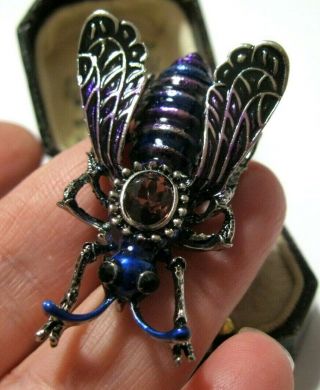 Vintage Style Jewellery Enamel Crystal Insect Bug Fly Pin Brooch