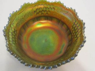 Vintage Northwood Grape & Cable Iridescent Carnival Glass Berry Bowl 9 1/4 "
