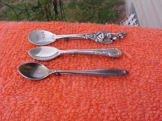 3 Vintage Sterling Silver Salt Spoon Pins Signed Sterling - Beau - International - Ny